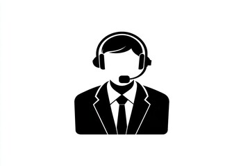 Customer Service Icon with Headset and Suit for Professional Use