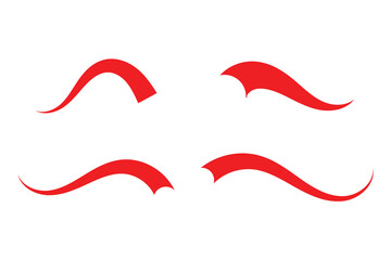 set of swash and swoosh tails icon on white background.