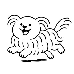 a cute hairy dog running happy 