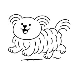 a cute hairy dog running happy 