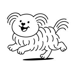 a cute hairy dog running happy 