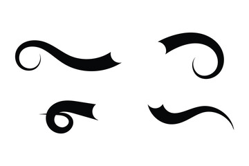 set of swash and swoosh tails icon on white background.