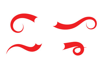 set of swash and swoosh tails icon on white background.