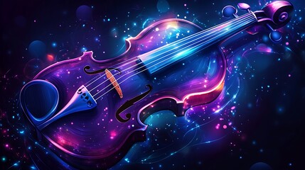 Fototapeta premium Glowing violet violin design