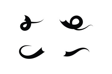 set of swash and swoosh tails icon on white background.