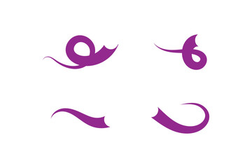 set of swash and swoosh tails icon on white background.