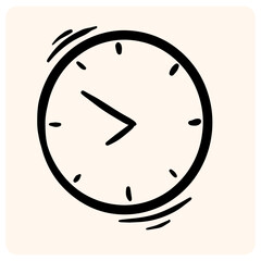 Hand-Drawn Wall Clock Outline with background cream
