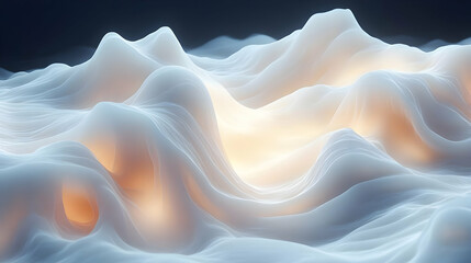 Abstract White and Orange Glowing Waves Digital Art