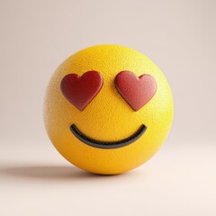 Yellow emoji ball with heart eyes.