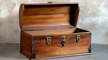 Antique wooden chest vintage trunk storage container brown wood box old home retro decor rustic