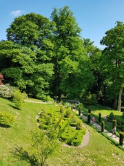 Obraz premium Exploring the beautiful English formal gardens near Belvoir Castle in Nottinghamshire, UK