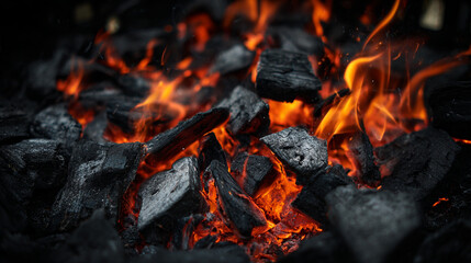 Burning Embers and Flames Close Up Texture