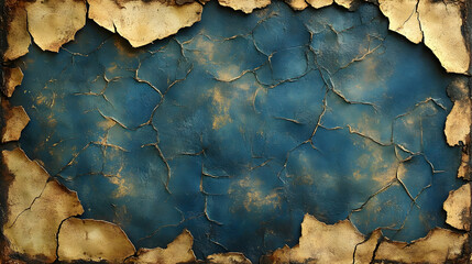 Obraz premium Cracked Blue And Gold Texture Background