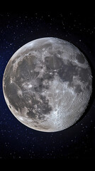 A full moon in sharp detail against a deep indigo night sky with subtle clouds, balanced lighting and generous copy space for design use