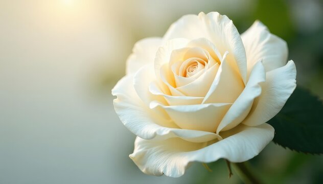 Fototapeta Close-up of pristine white roses, petals unfurling Soft light, delicate texture , rose blossom, nature