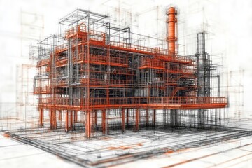 Detailed architectural drawing of an industrial structure.