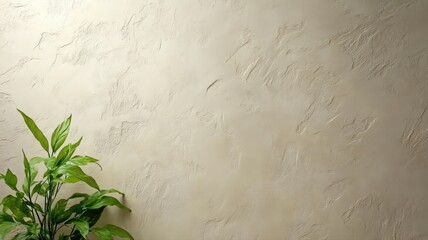 Beige Textured Wall With Small Plant