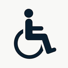 accessible restroom sign with blue icons on white background