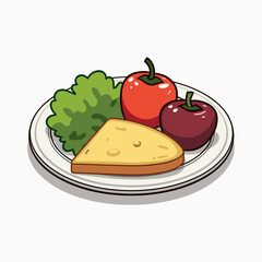 colorful fruit and cheese plate illustration
