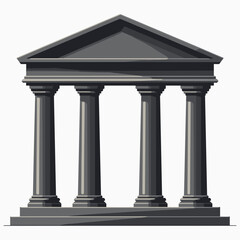 greek temple icon with black columns and white roof
