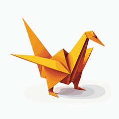 vibrant yellow origami bird with open beak