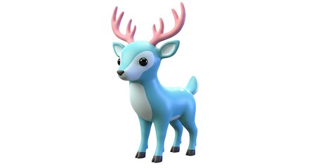 Stylized cartoon deer with antlers on isolated white background
