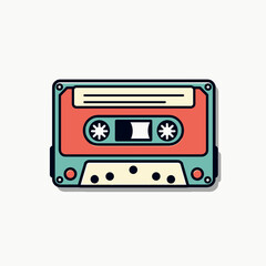 Fototapeta premium vintage cassette tape illustration with red and blue colors