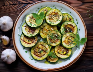 Gegrillte Zucchini mit Knoblauch und Oliven&ouml;l