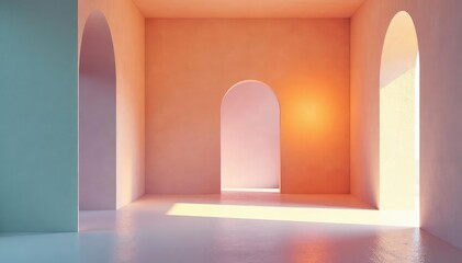 Simple geometric forms create a serene minimalist installation Clean lines, shadow play, architectural space , modern art, sculpture, balance