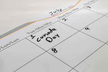 calendar by marking Canada's day