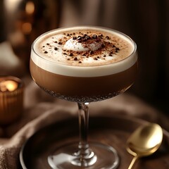 Decadent chocolate coffee cocktail in elegant glass