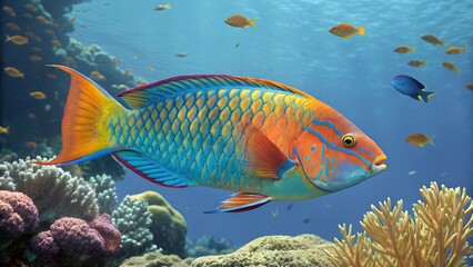 Fototapeta premium Underwater Close up of different colored fish.