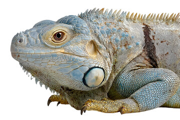Fototapeta premium Closeup of a Blue Iguana Reptile Skin Texture Exotic Animal Portrait