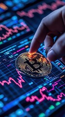 Naklejka premium Investing in cryptocurrency with market analysis.