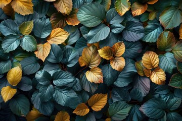 Autumnal foliage display of various leaf shades.