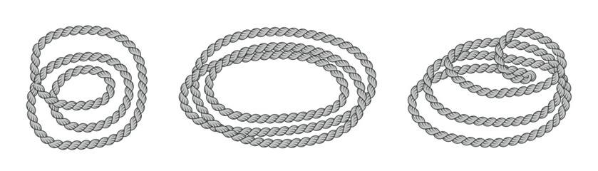 Coiled Rope Illustration: Nautical Element Circular Design