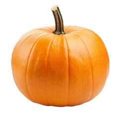 Obraz premium Freshly harvested pumpkin on a clean transparent background highlighting its vibrant orange hue and ridged texture, pumpkin isolated on transparent background
