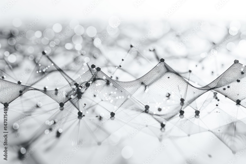 Poster abstract network design of interconnected shapes and forms.