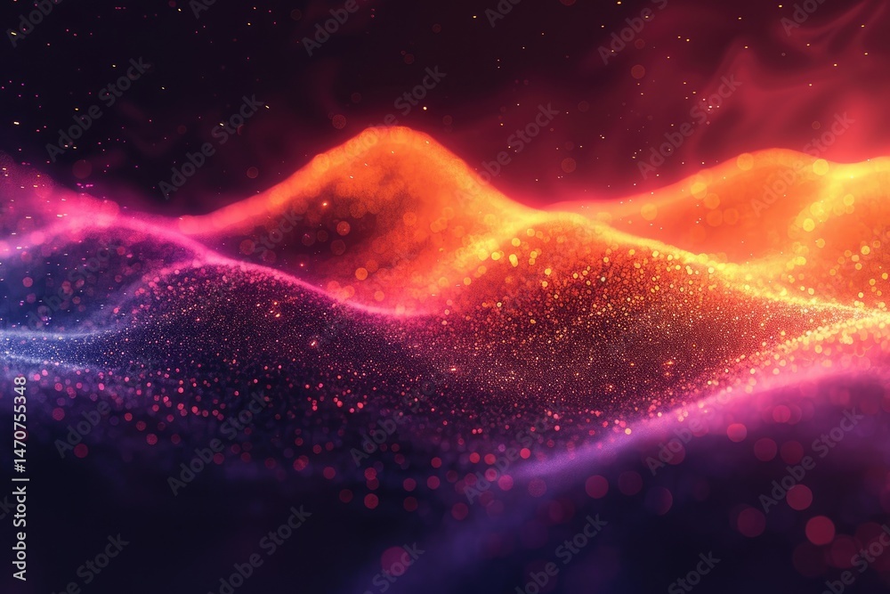 Poster abstract digital display of colorful undulating forms.