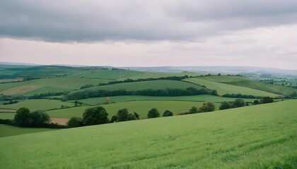 Green Hills Under Cloudy Sky