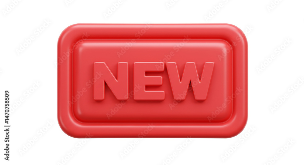 Aufkleber a red rectangular button with the word new in red letters isolated on a white background design elem