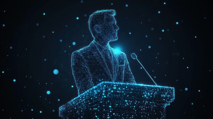 Digital speaker at podium