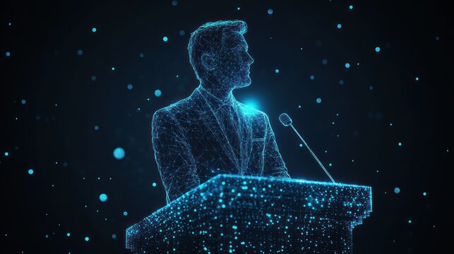 Digital speaker at podium