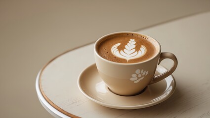 Coffee Cup On Warm Beige Tableware Surface
