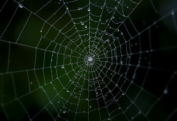 Naklejka premium spider web with water drops on it