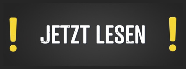 Jetzt lesen (Read now) - A blackboard illustration with white text.