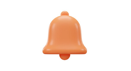 An isolated peach colored notification bell with smooth curves on a plain white background image