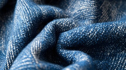 Close up of indigo dyed cotton fabric texture with white specks textile background for design concept