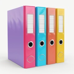 Colorful file folders in a stack for organization.