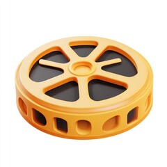 Obraz premium Retro-styled film reel icon, digitally rendered.